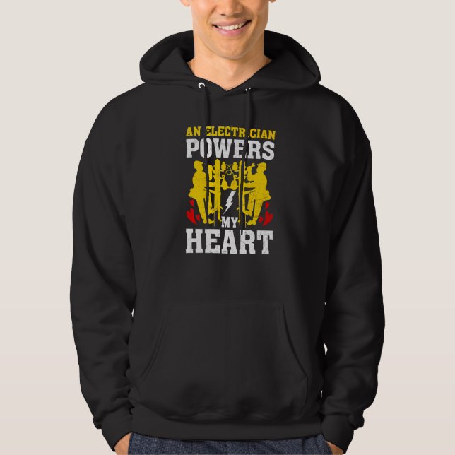 An Electrician Powers My Heart Electrician Men Hoodie (Vorderseite)