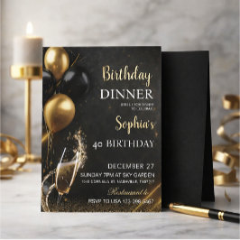 An elegant black birthday invitation einladung