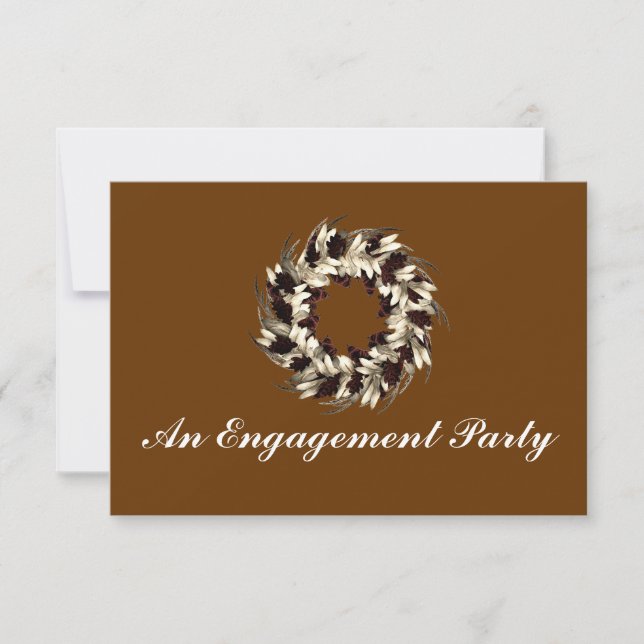"An Engagement Party" - Cream/Brown Kranz Einladung (Vorderseite)