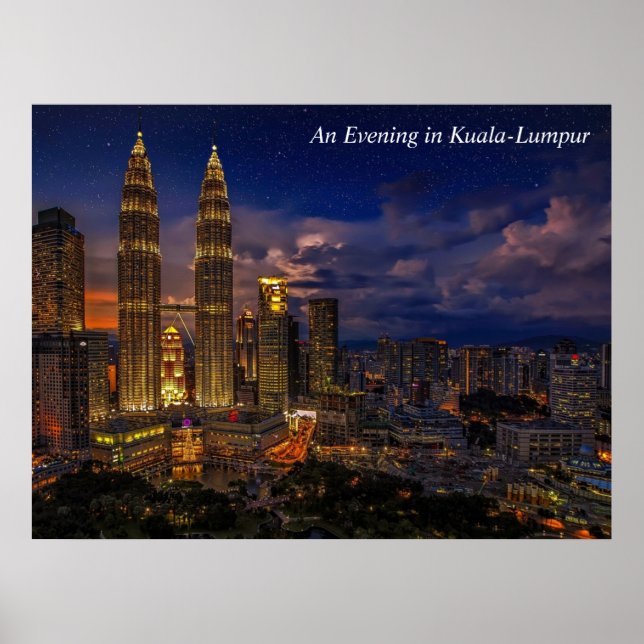 An Evening in Kuala-Lumpur Night Scene Poster (Vorne)