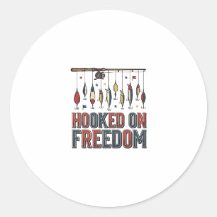 An Freiheit gebundenes patriotisches Angel-Shirt-D Runder Aufkleber