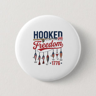 An Freiheit gewöhnte patriotische Fischerei-Shirt Button