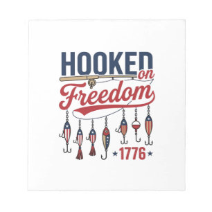 An Freiheit gewöhnte patriotische Fischerei-Shirt Notizblock