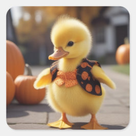 An Halloween-Aufkleber gekleidetes Duckling Quadratischer Aufkleber