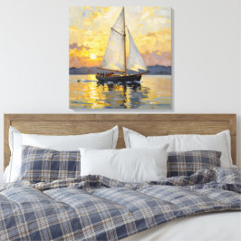 An Impasto Illustration of a Sailboat at Sunset Leinwanddruck