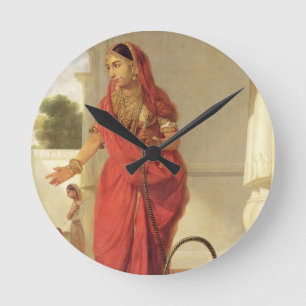 An Indian Dancing Girl with a Hookah, 1772 (oil on Runde Wanduhr