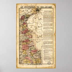 "An Invitation to Delaware" Karte (1903) Poster