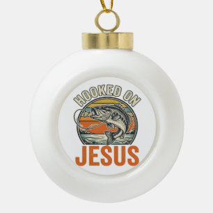 An Jesus mit Vintage-Bassfischen glauben Keramik Kugel-Ornament
