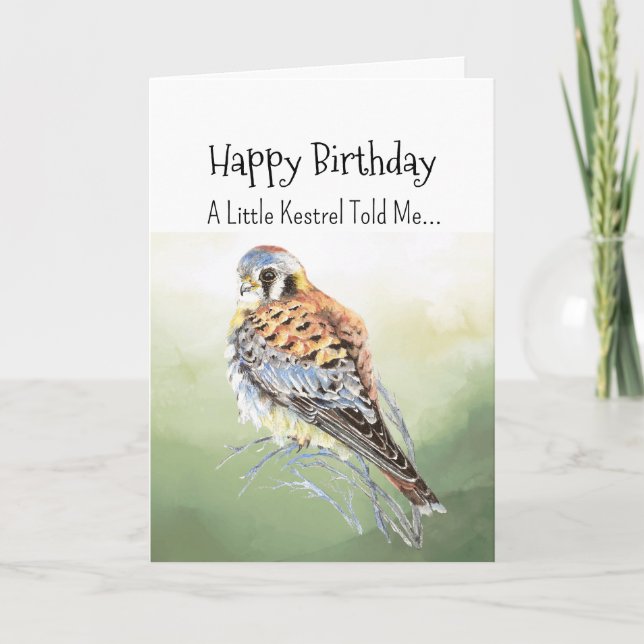 An Kestrel Persönlichkeit Geburtstag Fun Bird Karte (Vorderseite)