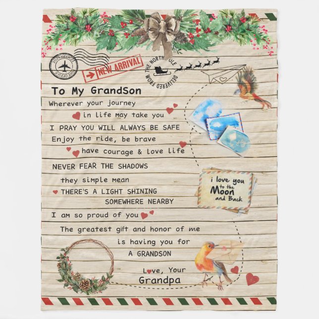 An mein Grandson-Geschenk, Großmutter und Großvate Fleecedecke (Vorderseite)