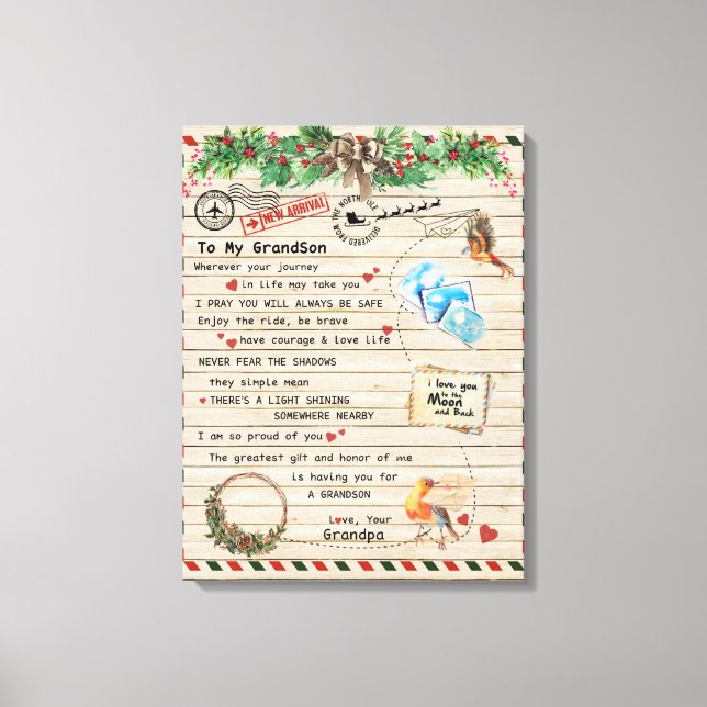 An mein Grandson-Geschenk, Großmutter und Großvate Leinwanddruck (Vorderseite)