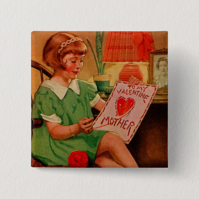 An meine Mutter zum Valentinstag Button (Vorderseite)