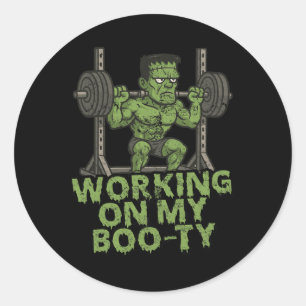 An meinem Po arbeite ich Funny Halloween muskulöse Runder Aufkleber