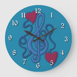 An Music Blue Note Wall Clock angeschlossen Große Wanduhr
