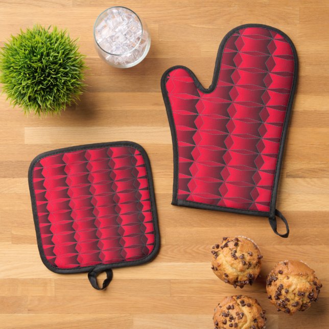 An Ofenhandschuh & Topflappen-Set (Oben Unten)