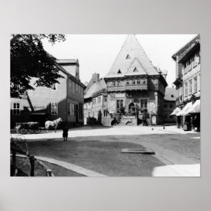 An old Hotel in the Town Square, Goslar, c.1910 Poster