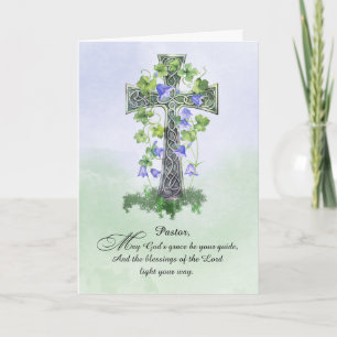 An Pastor St Patricks Day Celtic Cross Shamroro Karte