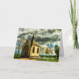 An Pastor und Familie auf Erntedank Feiertagskarte