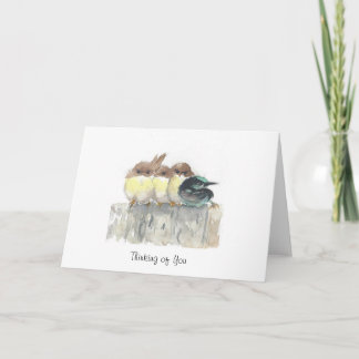 An Sie denken - vier kleine Vögel, 1 steht heraus Karte