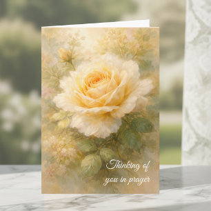 An Sie denkend im Gebet Gelbe Rose Christlich Karte