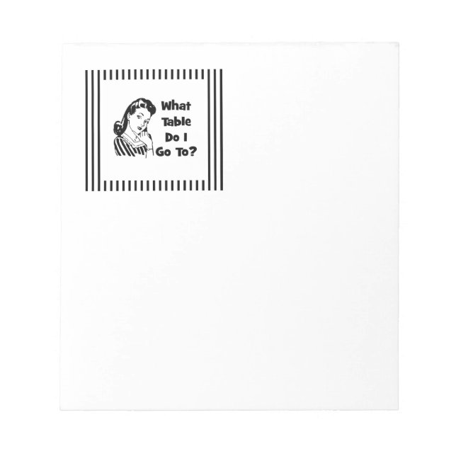 An welchen Tisch gehe ich? Notizblock (Vorderseite)