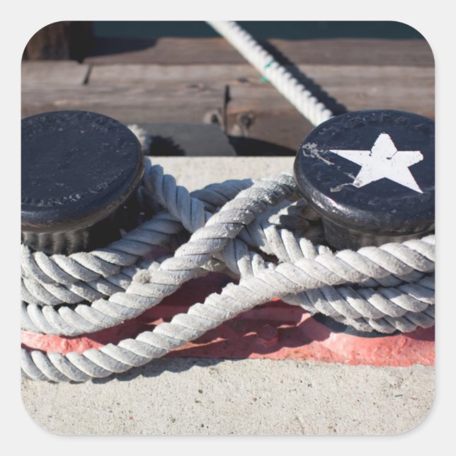 An zwei Pollen geklebter Seil Quadratischer Aufkleber (Vorderseite)