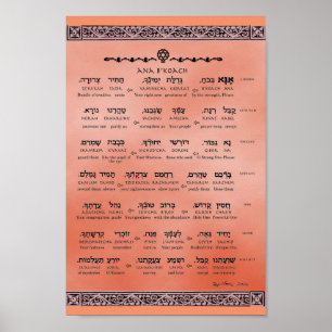 Ana b"Koach ~ Hebräisch ~ Englisch ~ Transliterati Poster