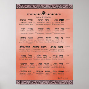 Ana b"Koach ~ Hebräisch ~ Englisch ~ Transliterati Poster