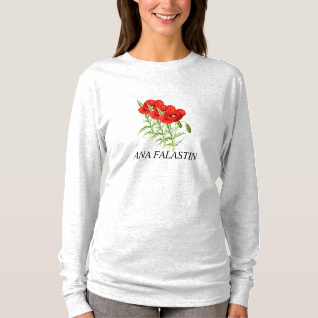 Ana Falastin Poppy White Long Sleeve T - Shirt (Vorderseite)