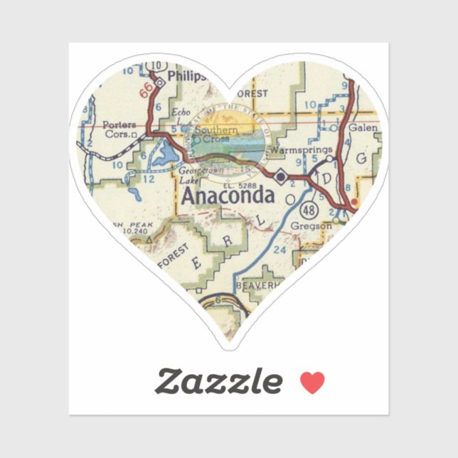 Anaconda Montana Vintage Karte Aufkleber (Blatt)