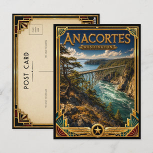 Anacortes Washington Vintage Art Deco Golden Age Postkarte