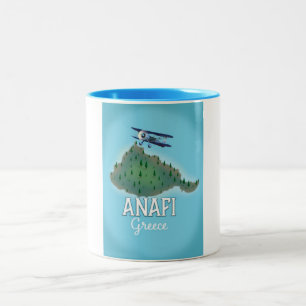 Anafi Insel Griechenland Reiseplakat. Zweifarbige Tasse