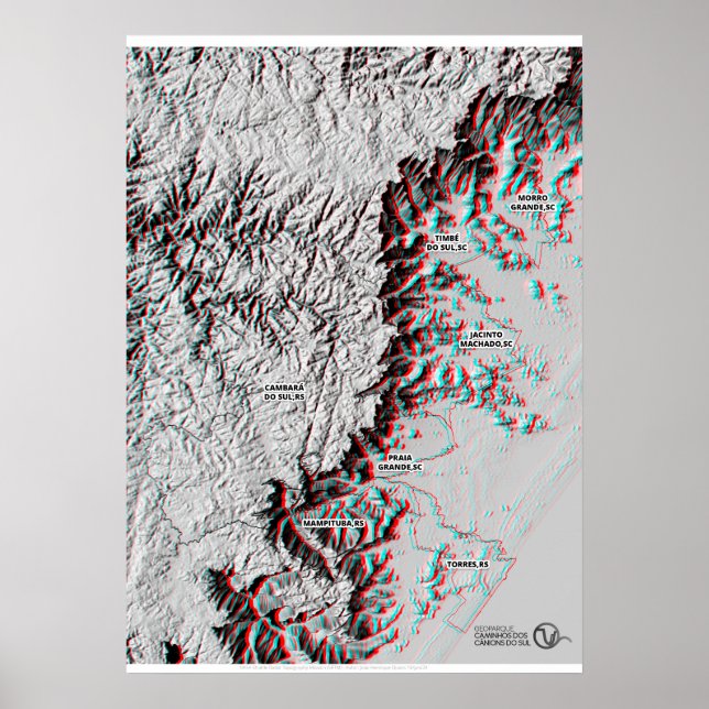 Anaglyph Map - Geopark verwendet 3D-Brillen Poster (Vorne)