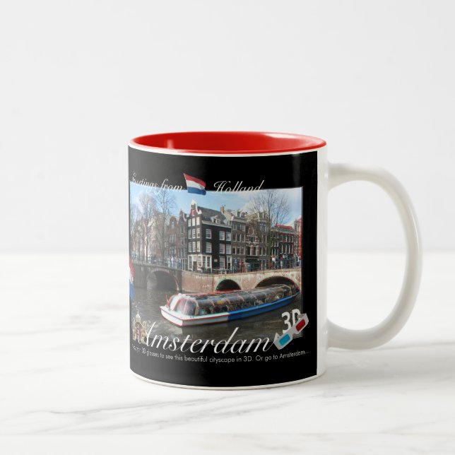 Anaglyph-Tasse Amsterdams Holland 3D Zweifarbige Tasse (Rechts)
