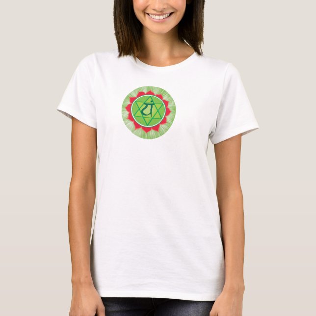 Anahata Heart Chakra Flowy Circle Top, White T-Shirt (Vorderseite)