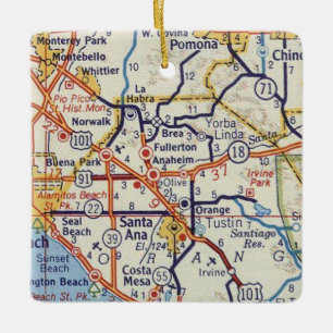 Anaheim CA Vintage Karte Keramikornament