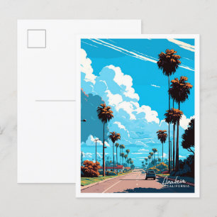 Anaheim California Art Travel Vintag Illustration Postkarte
