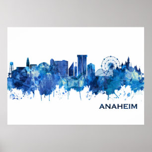 Anaheim California Skyline Blue Poster