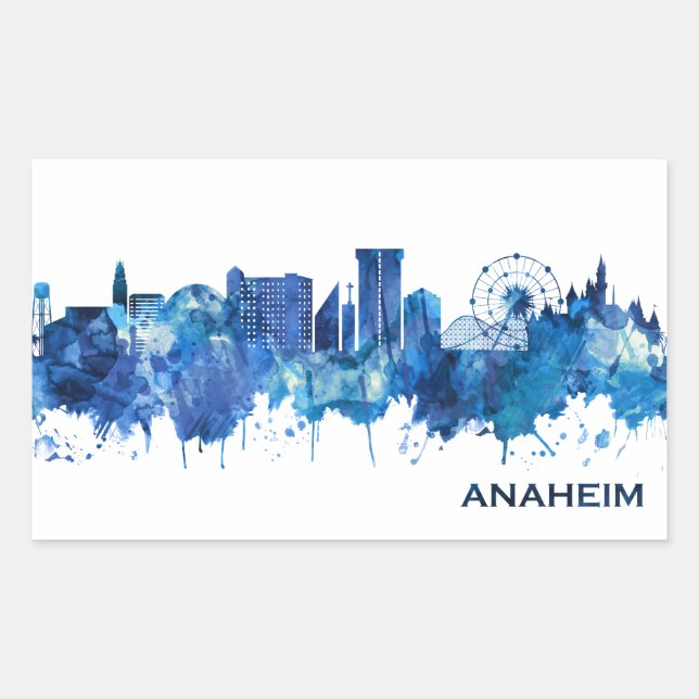 Anaheim California Skyline Blue Rechteckiger Aufkleber (Vorderseite)