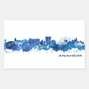 Anaheim California Skyline Blue Rechteckiger Aufkleber