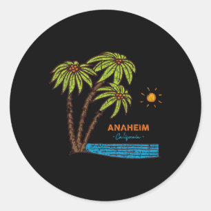 Anaheim, Kalifornien Surfen Vintage Retro Strand H Runder Aufkleber