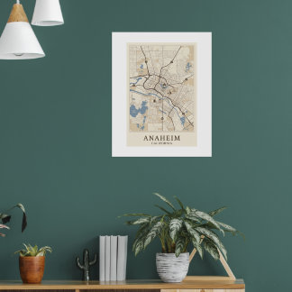 Anaheim Kalifornien Vintage-Stadtplan Druck Poster