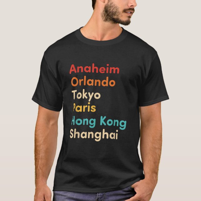 Anaheim Orlando Tokio Paris Hong Kong Shanghai App T-Shirt (Vorderseite)