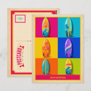 Anaheim Postkarte Kalifornien Surfboard Vintage