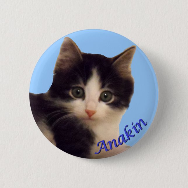 Anakin zwei mit Beinen versehenes Katzen-Logo, Button (Vorderseite)
