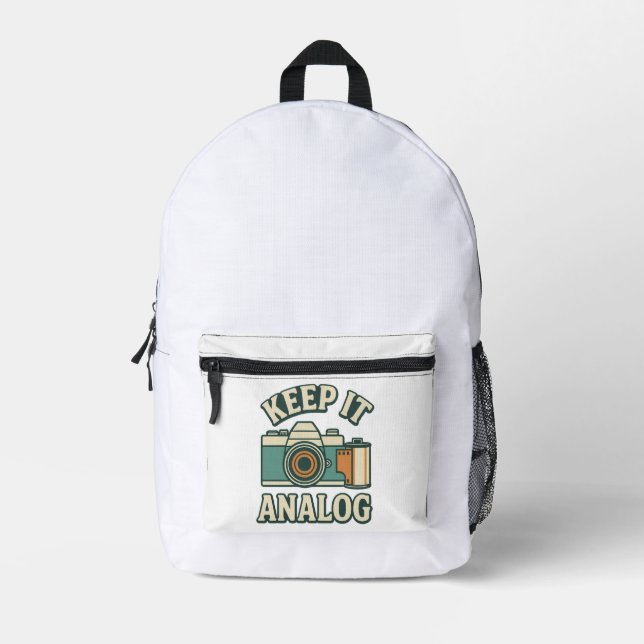Analog behalten bedruckter rucksack (Vorderseite)