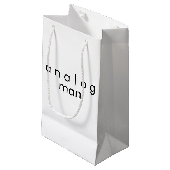 Analog Man White Kleine Geschenktüte (Vorderseite Schrägansicht)