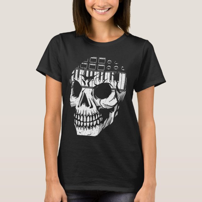 Analog Modular Synthesizer Skull Music Synth Nerd T-Shirt (Vorderseite)