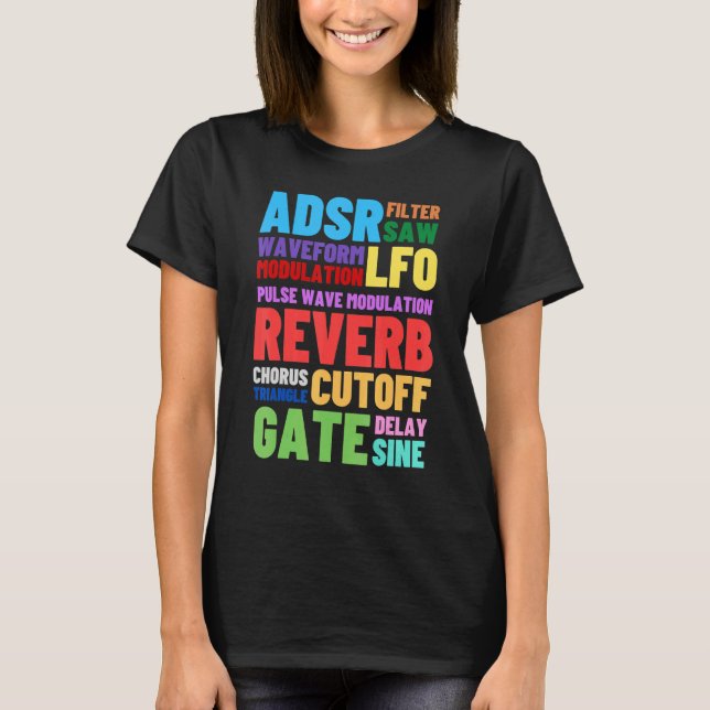 Analog Modular Synthesizer Words Techno Rave Syn T-Shirt (Vorderseite)