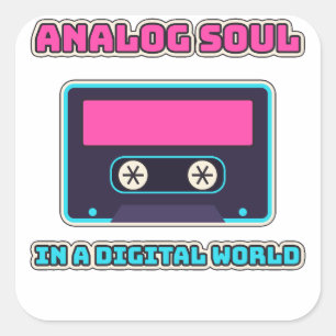 Analoge Seele in einer digitalen Welt Retro-Kasset Quadratischer Aufkleber